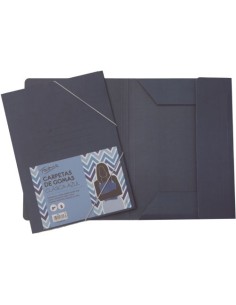 PAQ 5 CARPETA CARTON Fº GOMAS Y SOLAPAS AZUL